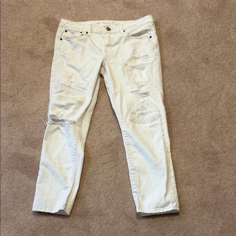 American Eagle Outfitters Cream Stretch Jeans